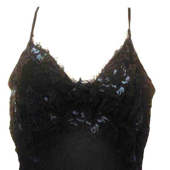 Kay Celine Black/Blue Lacy Grunge, Goth, Rocker Coquette Y2k Tank - Picture 3 of 9